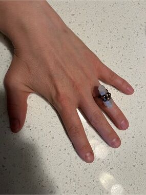 Retro Style Natural Crystals Cluster Big Statement Adjustable‎ Ring